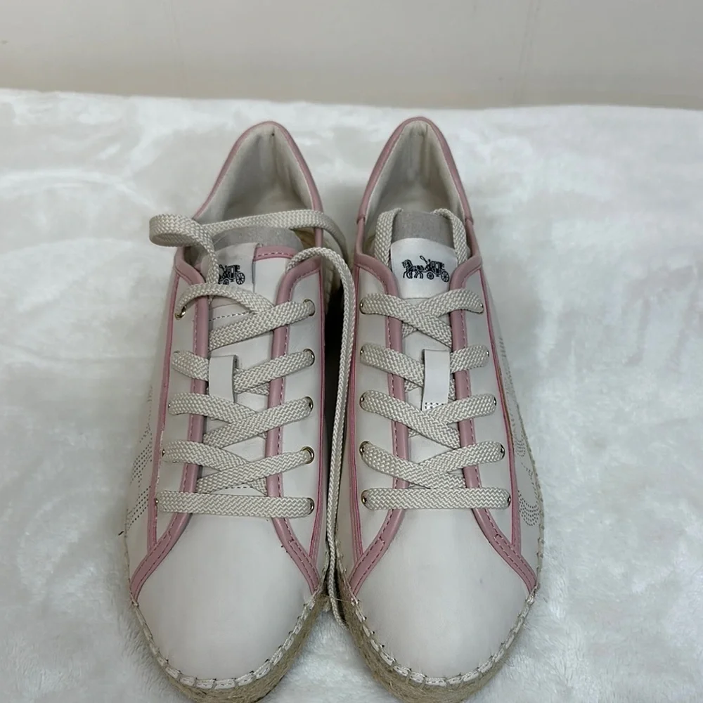 Coach Pink and White Leather Sneakers Never Wore (see photos)